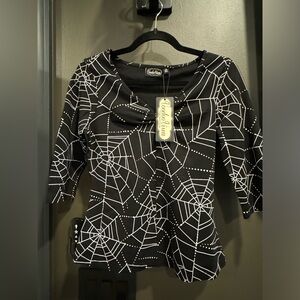 Voodoo vixen 3/4 sleeve spiderweb top
